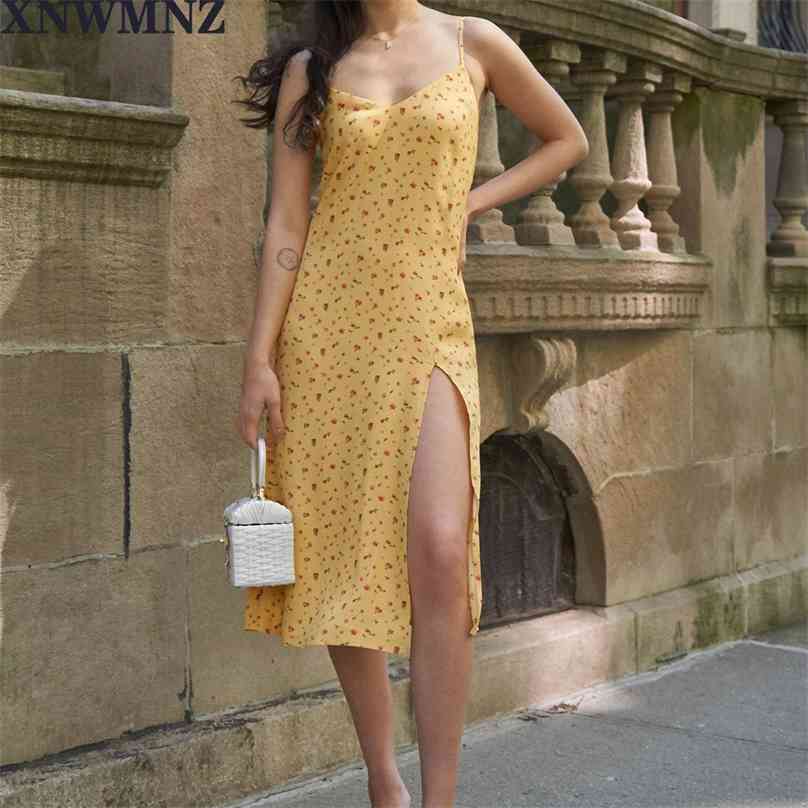 

Retro dresses Slim Chic Yellow Dress Sexy Dot Print Split vestidos Vintage Tube top women dress 210520