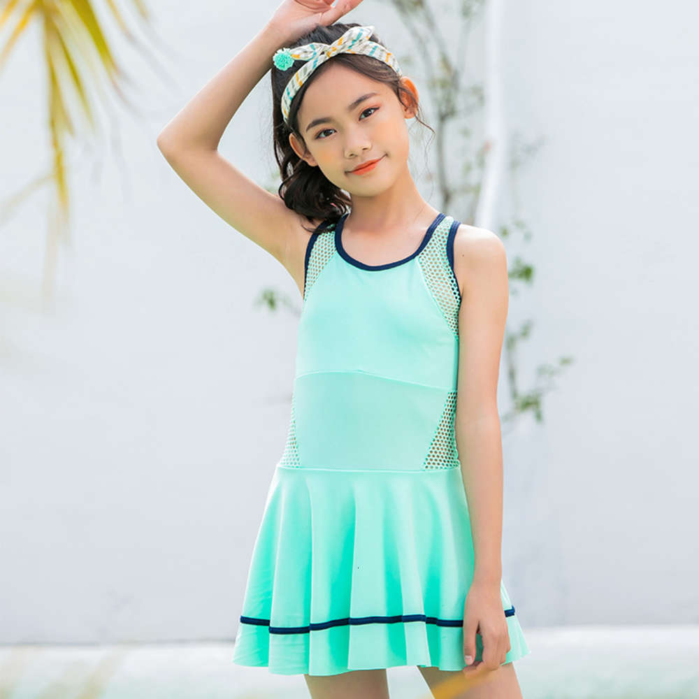 

Children's suit Student swimsuit one piece Korean skirt student Swimsuit Bathing in spring, Black
