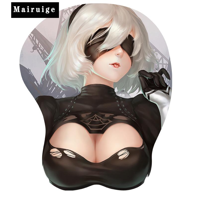 Mouse Pads & Wrist Rests NieR:Automata 2B Sexy Gaming 3D Breast Pad With Silicone GEL Rest Size 26*22cm-image-728568952