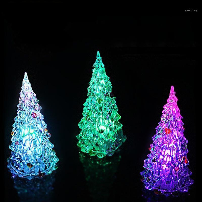 

Party Decoration 10pcs LED Luminous Glowing Colorful Imitation Crystal Acrylic Fiber Christmas Tree Mini Home Bedroom Night Light Toys