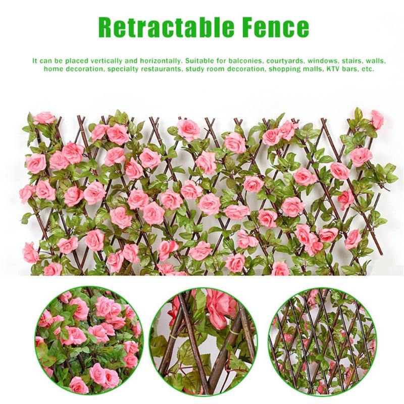 

Fencing, Trellis & Gates Wooden Hedge With Artificial Flowers Leaves Garden Decoration Screening Expanding Retractable Fence Drop