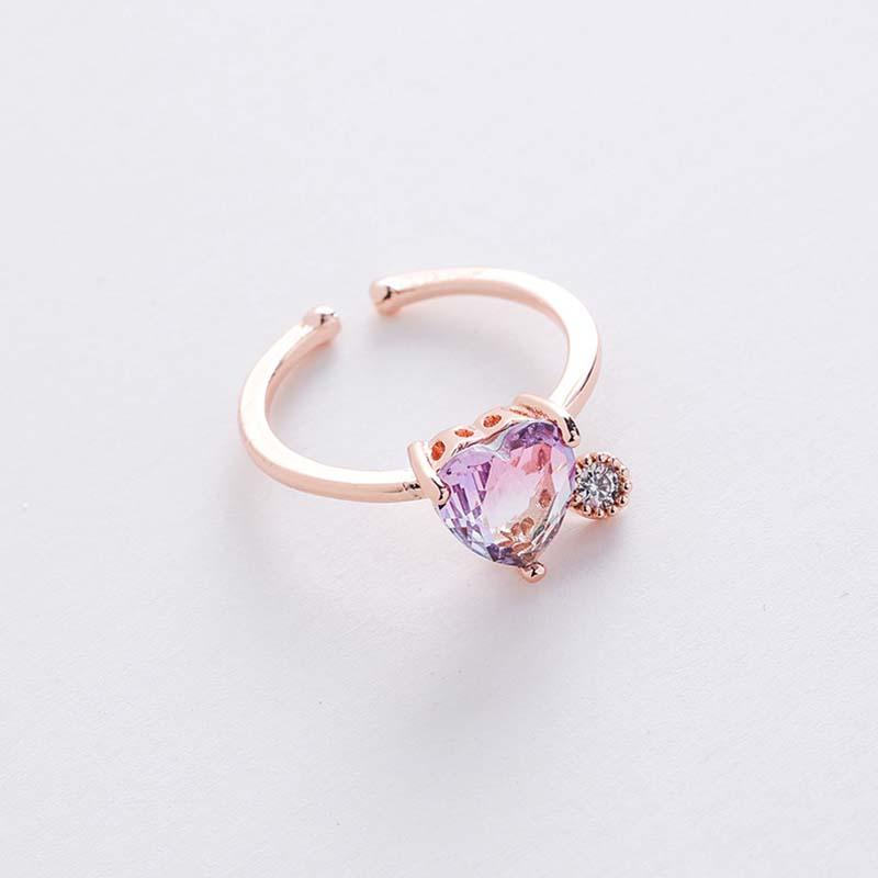 

Cluster Rings Korean Fashion Crystal Zircon Ring For Women Sweet French Elegant Flower Resin Net Red Jewelry Birthday Gift