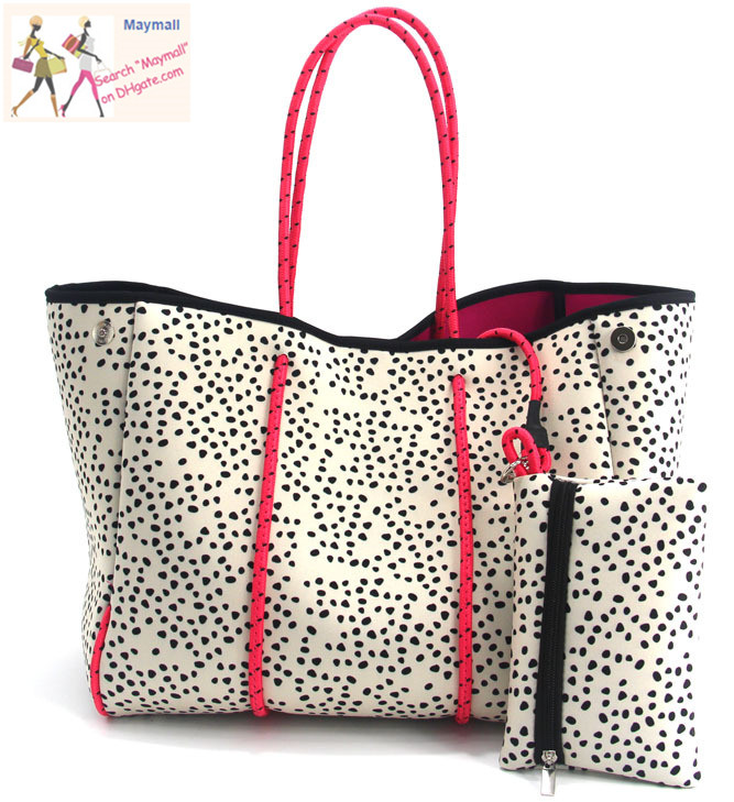

Quality Large Neoprene Beach Bag Waterproof Leopard Print Shoulder Tote Bags with Inner Pockets Zipper for Travel Gym Swimming, 2#