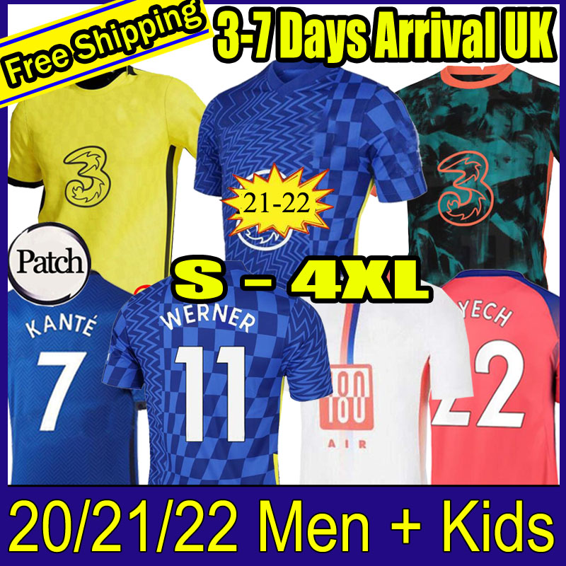 

CFC soccer jersey PULISIC ZIYECH HAVERTZ KANTE WERNER ABRAHAM CHILWELL MOUNT JORGINHO 2021 2022 GIROUD football shirt 20 21 22 men + kids kit 999, 21-22 home