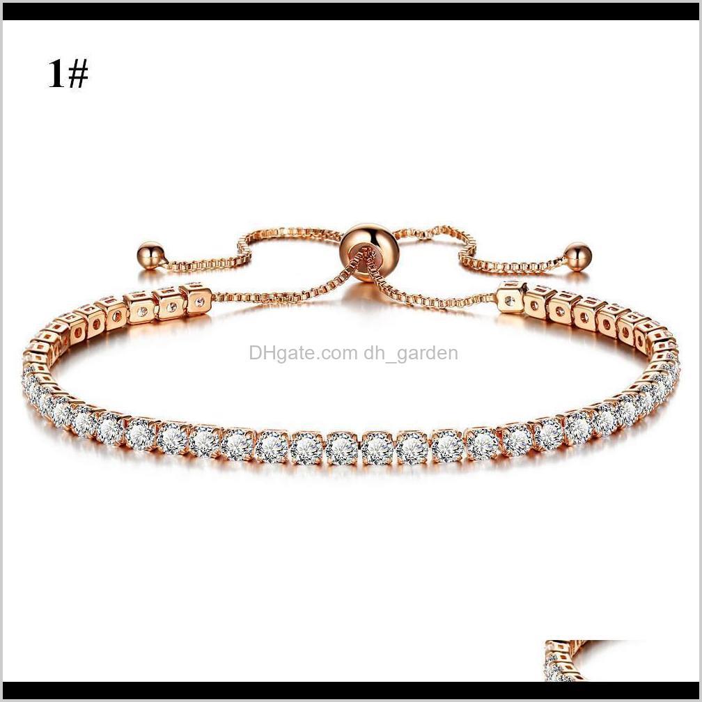 

10 Colors Luxury Crystal For Women Silver Gold Diamond Adjustable Chains Wristbands Female Bangles High Quality Drop Dnx0H Charm 4Skuw, Golden;silver