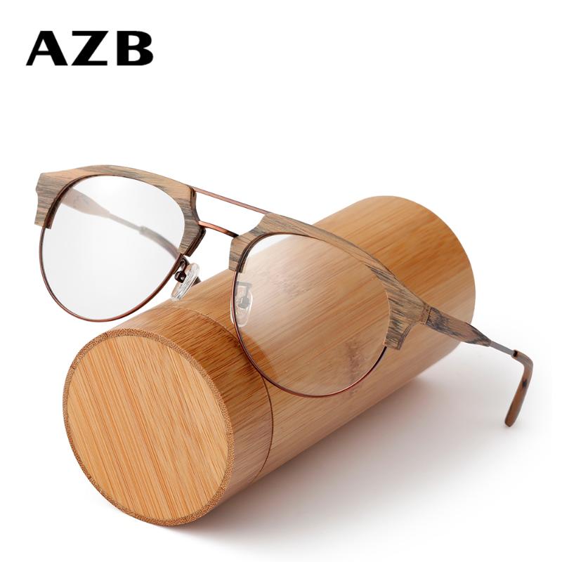 

Fashion Sunglasses Frames AZB Wood Round Myopia Optical Glasses Frame Men Prescription Rx Eyeglasses Women Wooden Eyewear Oculos Spectacles