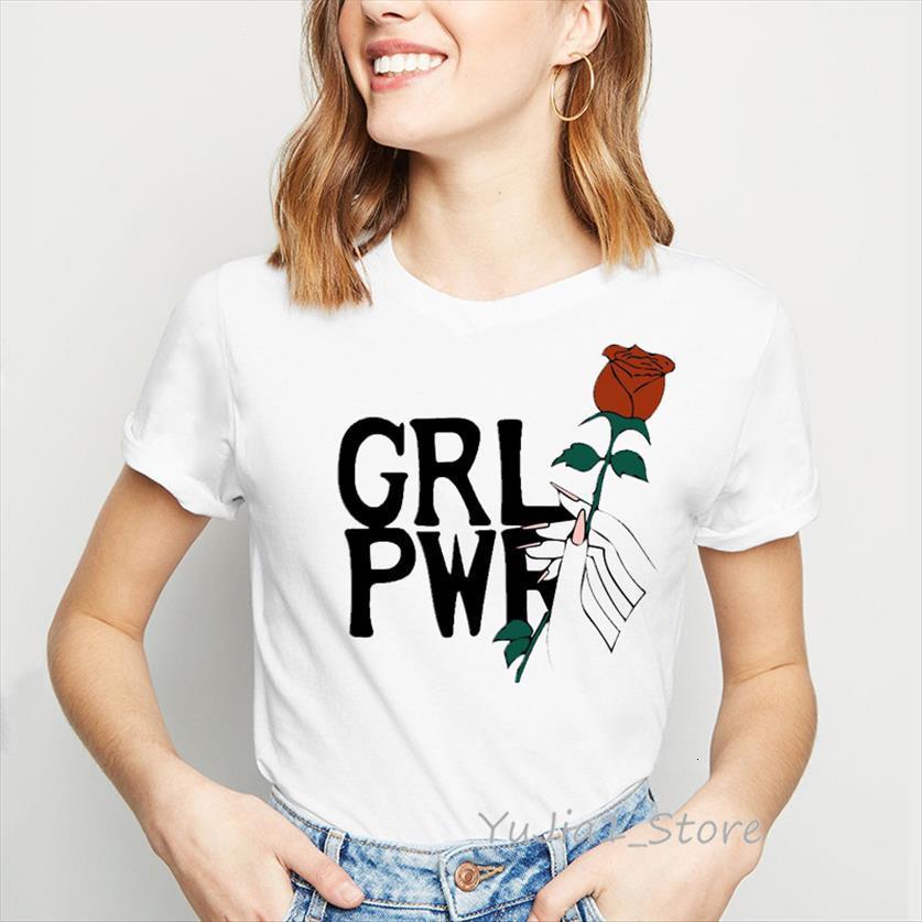 

red rose letter print womens t shirts graphic tees clothes vogue funny camiseta mujer harajuku female, White