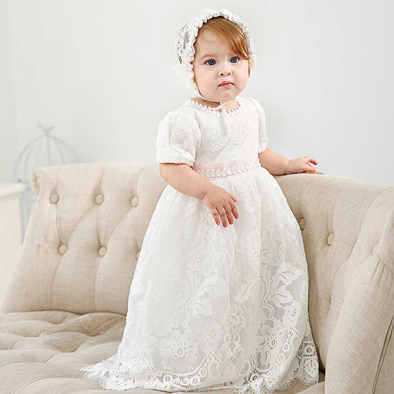 

Boutique Baby Girl Baptism White Lace Dress born Christening Clothes 1 Year 1st Birthday Outfit Evening Party Frocks 210615