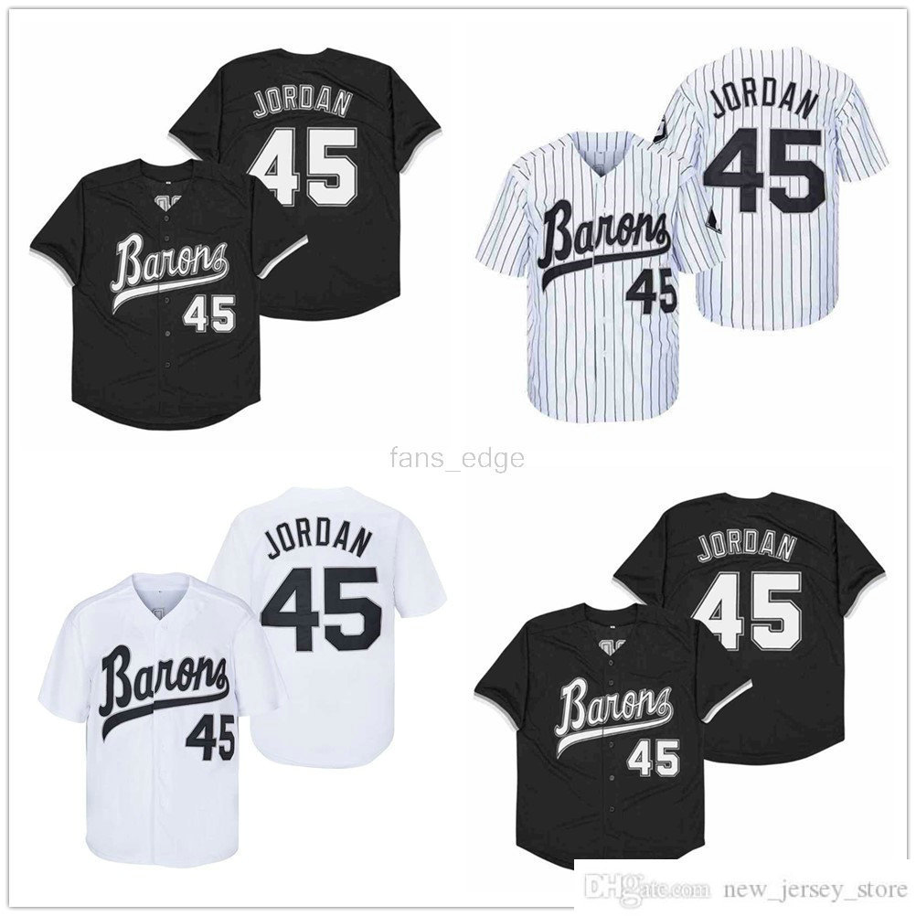 

Mens MICHAEL Jodan #45 BIRMINGHAM BARONS Baseball Jerseys Black White Grey Top Stitched Movie MICHAEL Birmingham Barons Retro Shirt High Quality, As picture