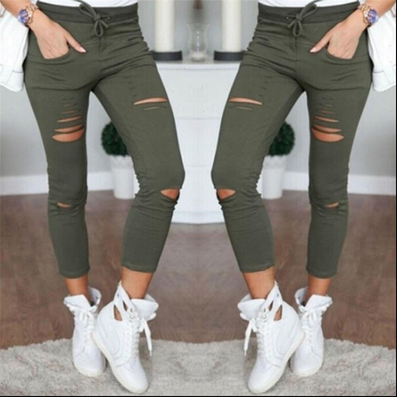 

women capris pants pencil trousers skinny stretch for ladies female slim fashion spring autumn hole sweatpants, Black;white