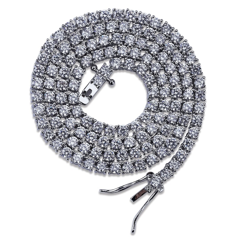 

Whosale 3mm 16-24inches Iced Out Bling Zircon 1 Row Tennis Chain Necklace Men Hip hop Jewelry Gold Silver Charms 91 U2