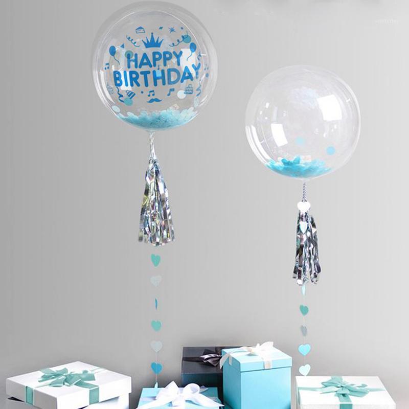 

Party Decoration 18/20/24/36 Inch Happy Birthday Helium Bobo Balloons Feather Confetti Transparent PVC Balloon Wedding Accessories
