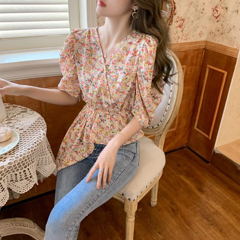 

Women' Blouses & Shirts Summer Women V Neck Boho Chiffon Tops 5825#, Multi
