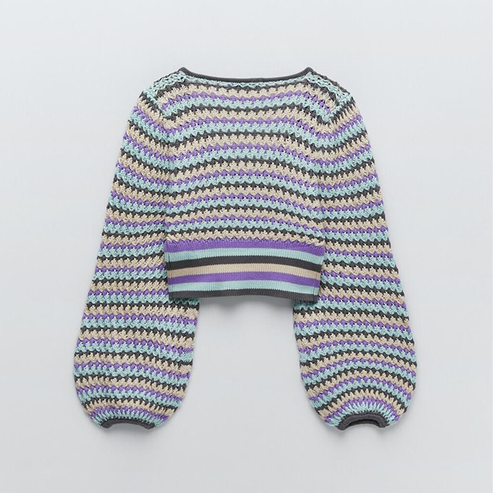 

Women's Knits & Tees 2021 more recent female v-neck strip shirt loose, Multi