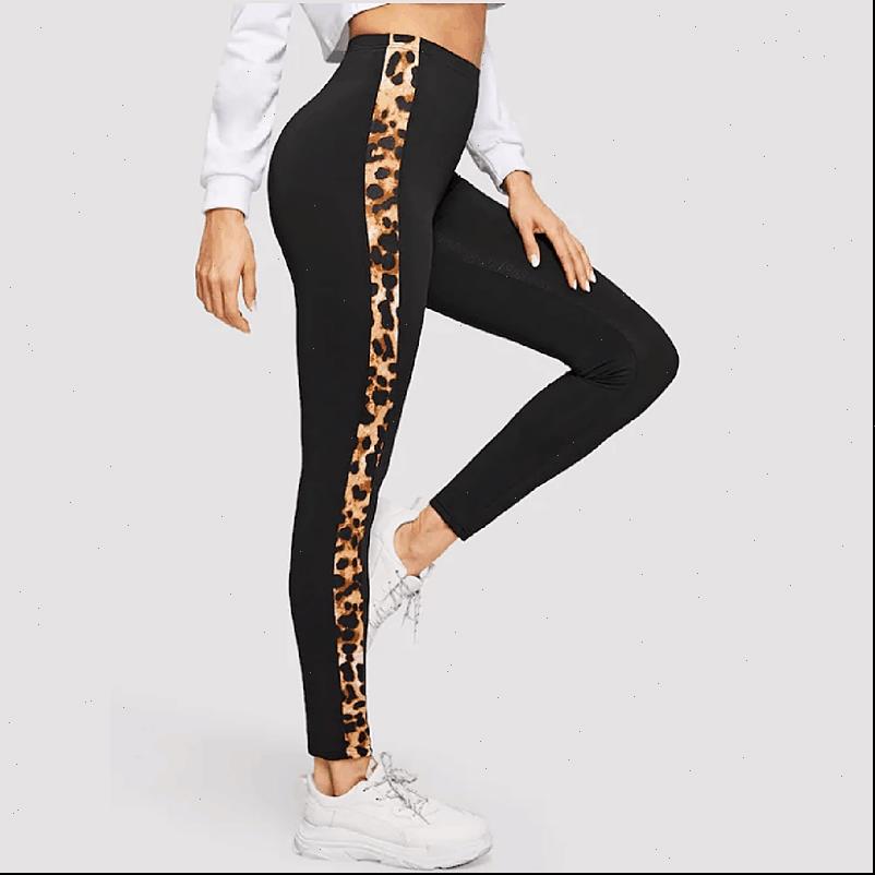 

Women Womens Leggings High Waist Yogawear Pants Leopard Side Striped Slim Fitness Sportswear Stretch Soft Legging Lady Slacks Trousers, Black