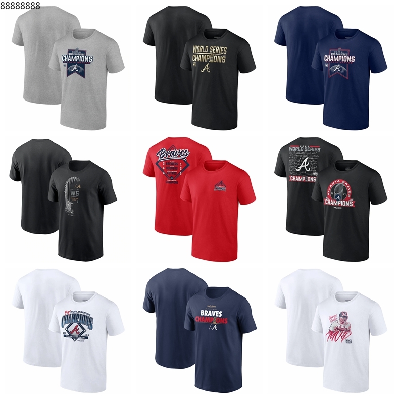 

AtlantaBravesMen Women Youth 2021 World Series White Red Black Champions Locker Room Baseball T-Shirt Heathered Gray