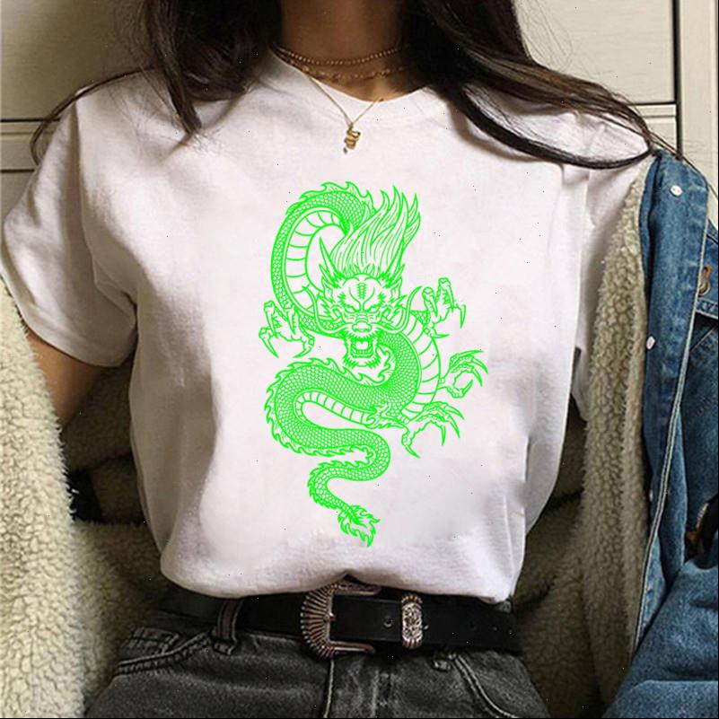 

chinese women dragon t shirt female ulzzang harajuku streetwear retro printing summer casual womens clothing, White