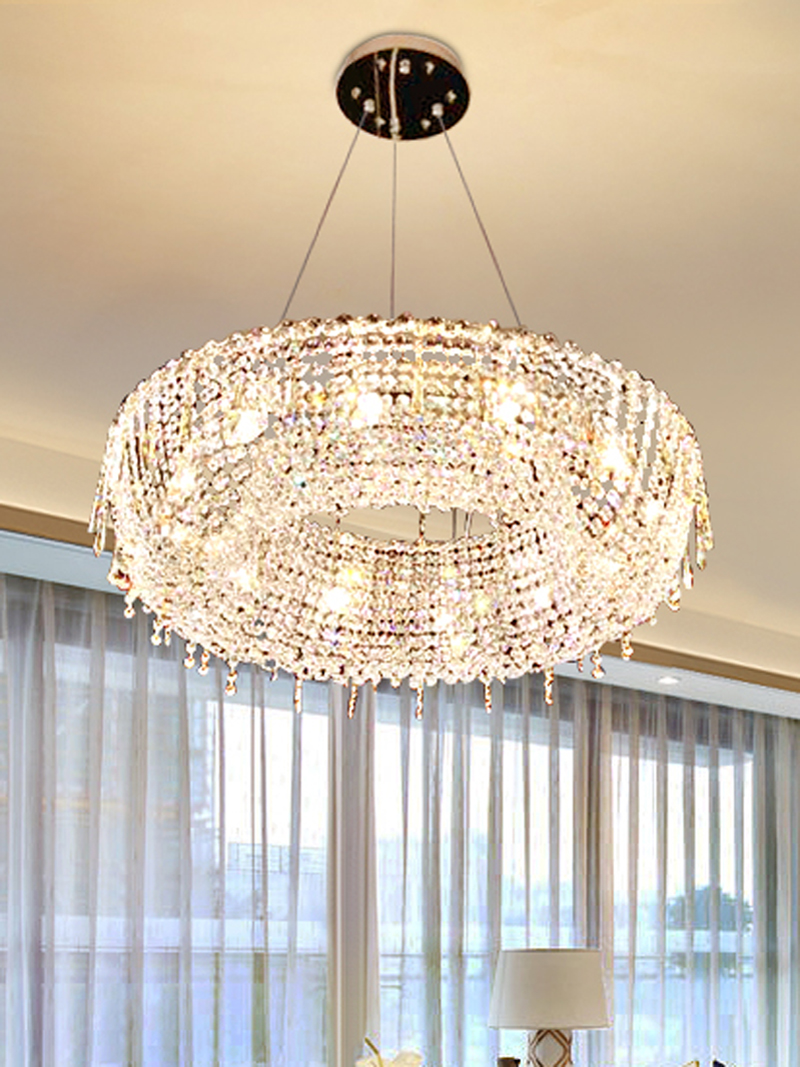 

American Crystal Chandeliers Shining Luxury LED Modern Chandelier Lights Fixture Hotel Shop Restaurant Parlor Lobby Lounge Hanging Lamps Home Indoor Lighting