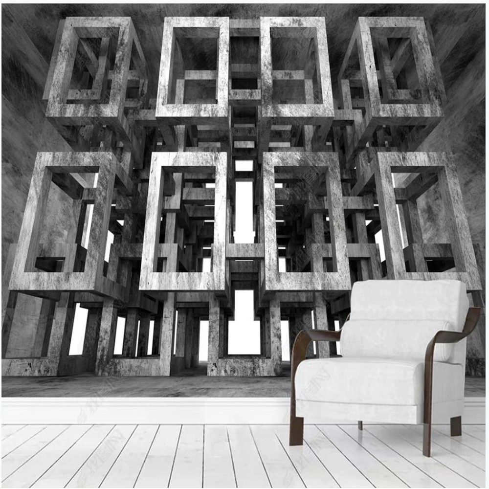 

3d murals wallpaper for living room Modern cement wall three-dimensional modeling background, Grey