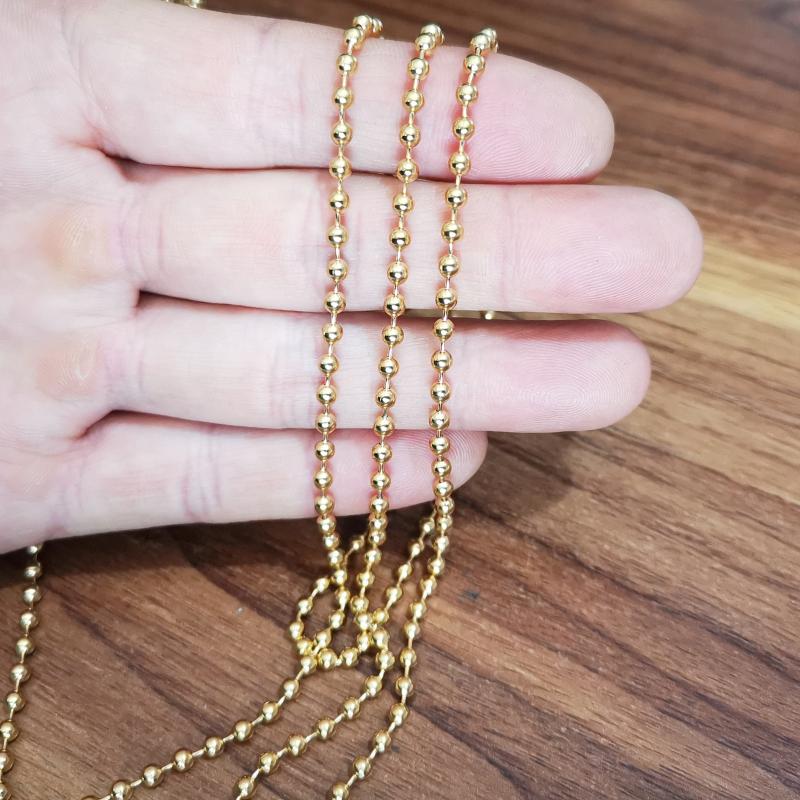 

10pcs 3mm 24'' Men's Women Jewelry Stainless Steel Gold Ball Beads Chain Necklace Fashion Gifts Chains