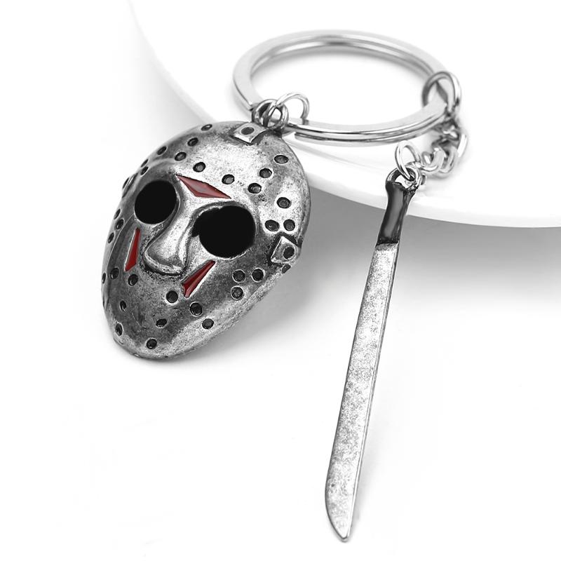 

Keychains Horror Movie Friday The 13th Keychain Punk Jason Mask Black Cosplay Key Chain For Women Men Halloween Jewelry Cool Gift