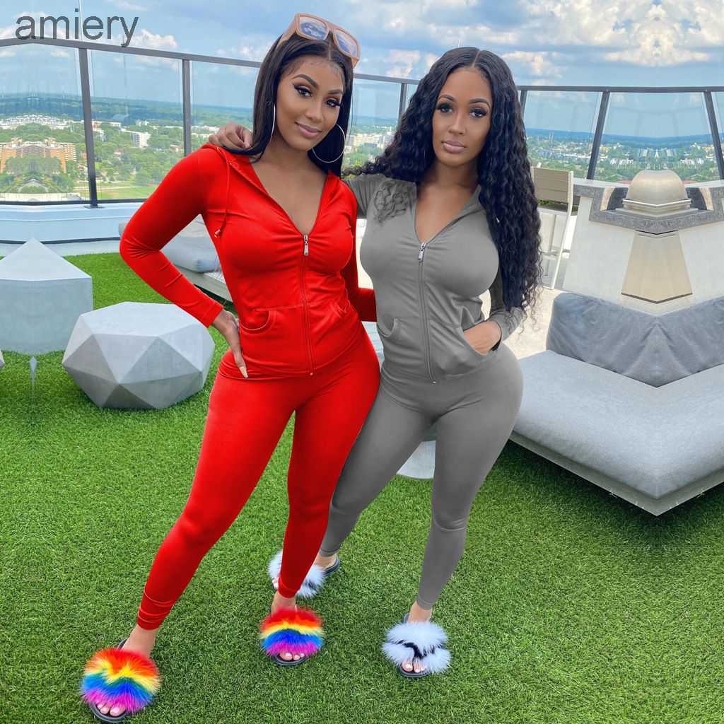 

Ladies Two Pieces Pants Outfits Casual Long Sleeve Zipper Cardigan Tops Pencil Pant Spring Joggers Streetwear Clothing, Rose pink