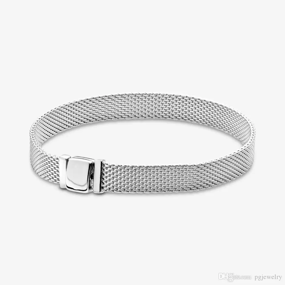 

Genuine 100% 925 Sterling Silver Reflexions Mesh Bracelet Fit Authentic European Dangle Charm For Women Fashion Wedding Engagement Jewelry Accessories