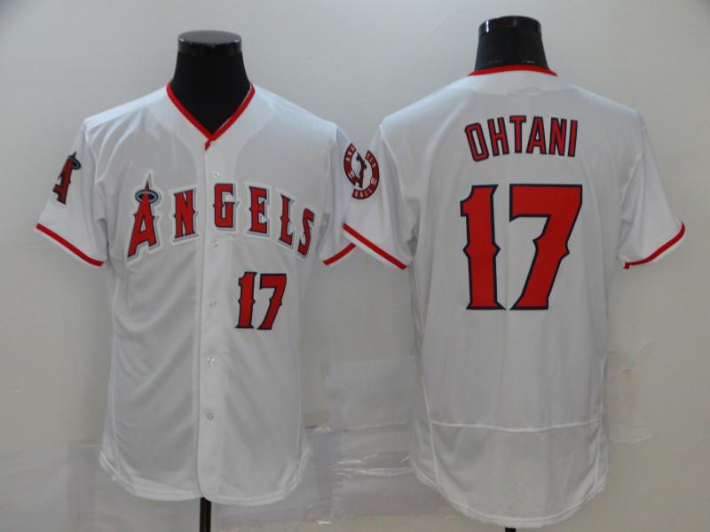 

TOP Men Baseball 27 Mike Trout Jersey 6 Anthony Rendon 17 Shohei Ohtani Red White Grey Black Army Green Stitched Flexbase Cool Base, Blue;black