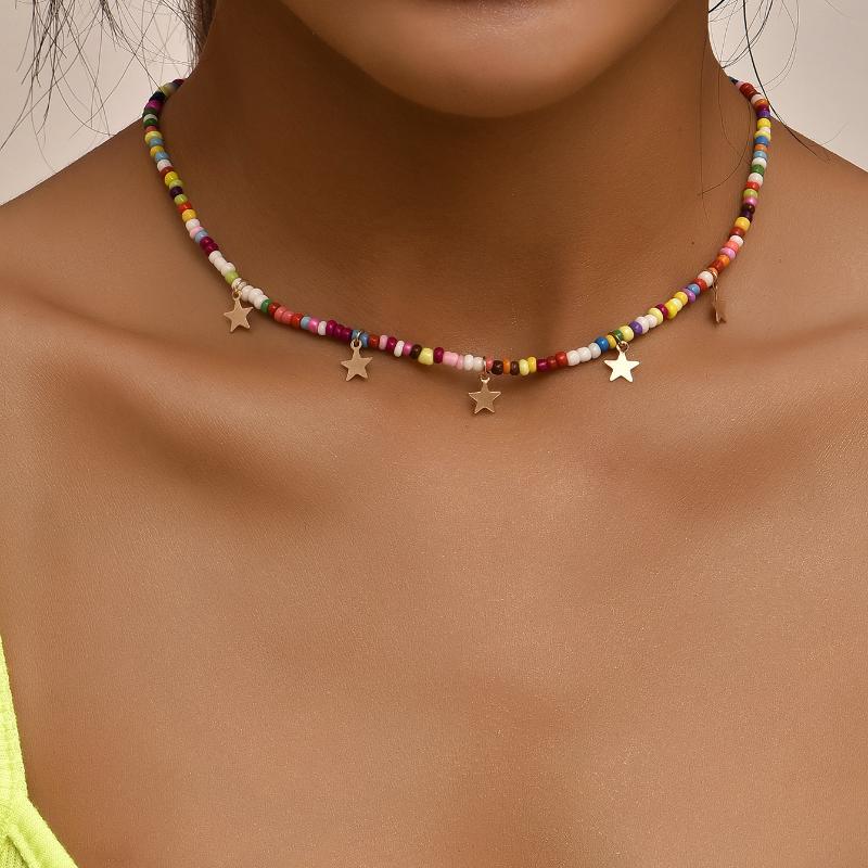 

Chokers KAPLAN CENTER Bohemian Vintage Colorful Beads Chain Tassel Star Pendant Fashion Necklace Jewelry For Women Elegant Accessories