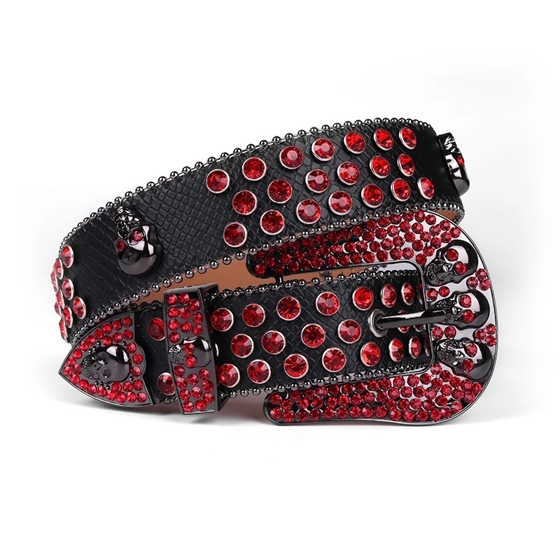 

Designer belts 2023 Fashion Cowboy Bling Crystal Skull Rhinestones Belt Cinto De Strass Western Belts For Women Men Ceinture Femme