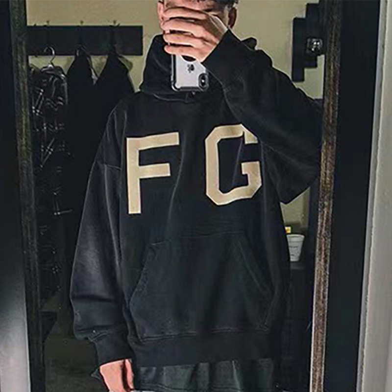 

7th Felted Front Logo Hoodie Black Mens Seventh Casual Oversize Fleece Hoodies Pullovers Jumpers Men Women Hip Hop Streetwear MG210117