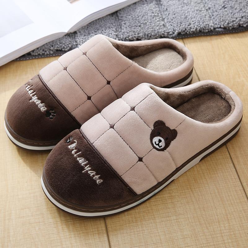 

Slippers Funny For Women Winter Cartoon Bear Shoes Home Antiskid Sturdy Sole Suede Fur 2021, Black