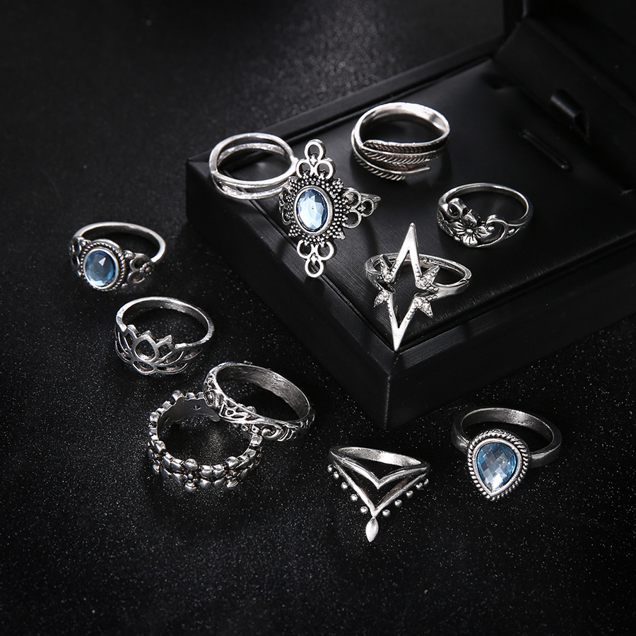 

Ensemble de 11 bagues combinées ciel étoilé taille diamant pour femme