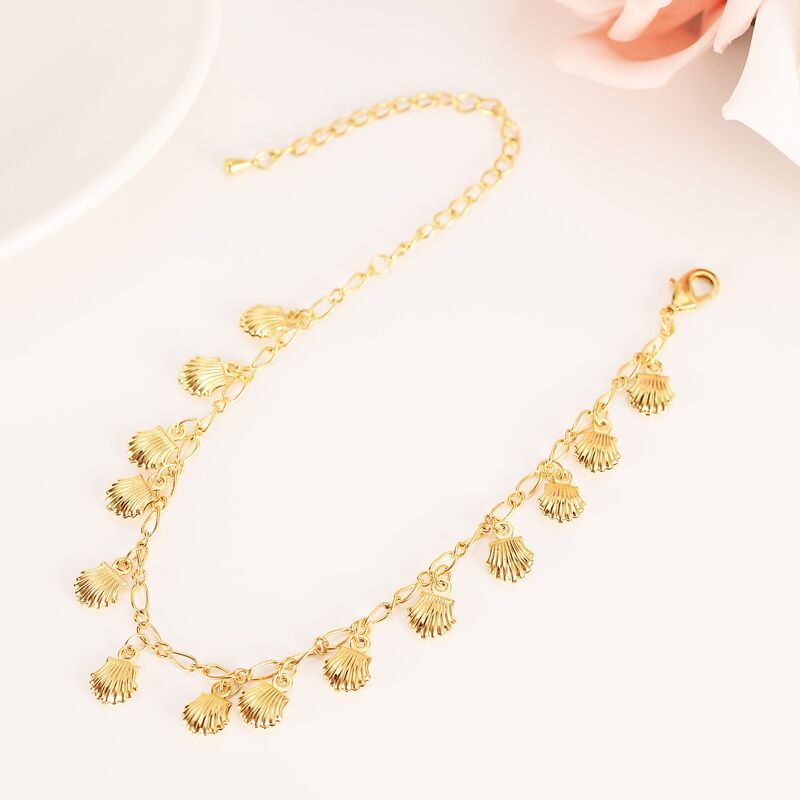 Korean Fashion 18 k Solid fine G/F gold Unlimited Charm Multi-element Bracelet lengthen Size length Anklet Summer Style Bea-image-669369234