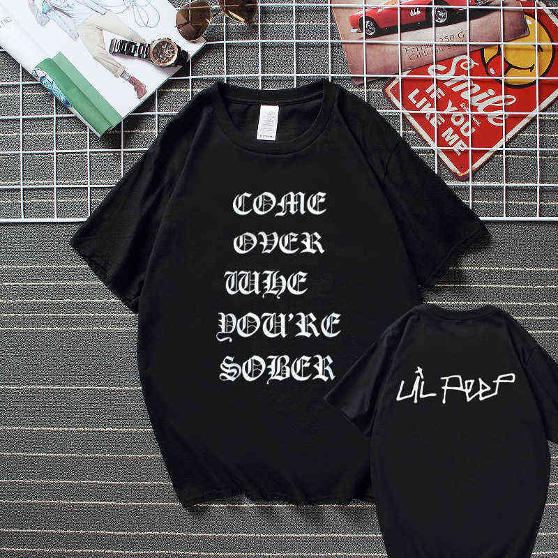 

Lil Peep Come Over When You're Sober Tour Concert Vtg Reprint T shirt New Summer Streetwear Camisetas Top Cotton Tshirt Men G1222, Euro size white