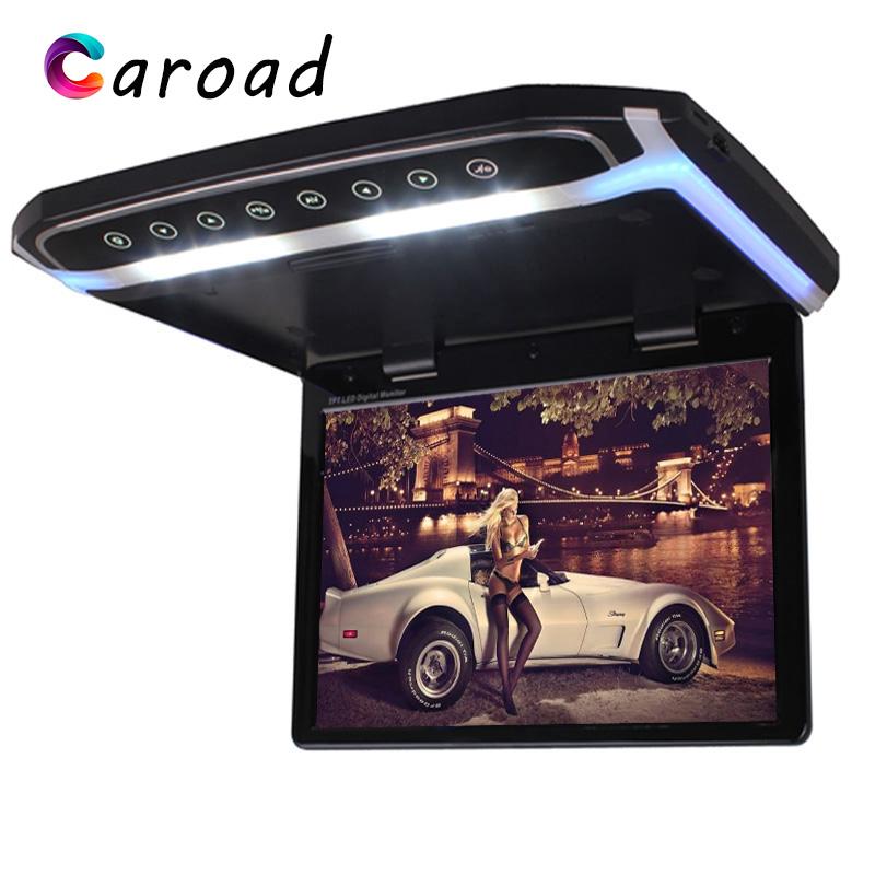 Car Video Caroad 14.1 Inch Roof Mount Monitor Flip Down TFT LCD Player Support 1080P USB FM HDMI SD Touch Button Ceiling MP5-image-706756047