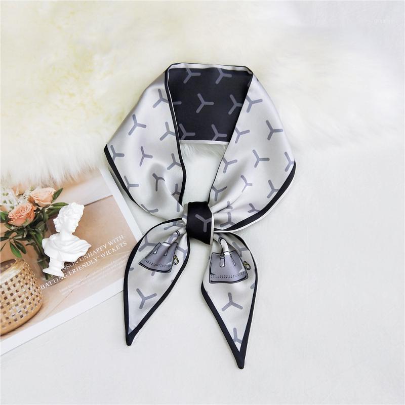 

Scarves Dot And Striped Skinny Scarf Women Bag Silk Head Wrist Towel For Ladies Band Fashion, Blue;gray