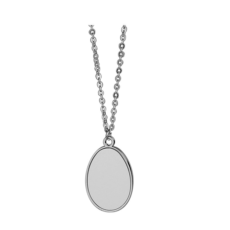 Factory wholesale Blank consumables heat transfer jewelry necklace DIY gift oval double-sided o-word flat chain pendant party gift-image-725331011