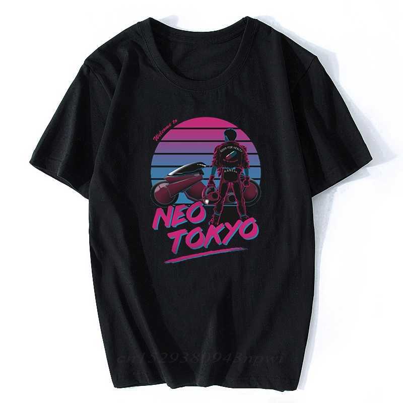 

Akira Welcome To Neo Tokyo Vintage Men T-shirt Harajuku Streetwear Cotton Camisetas Hombre Vaporwave Japan Anime Shirt 210629, Black