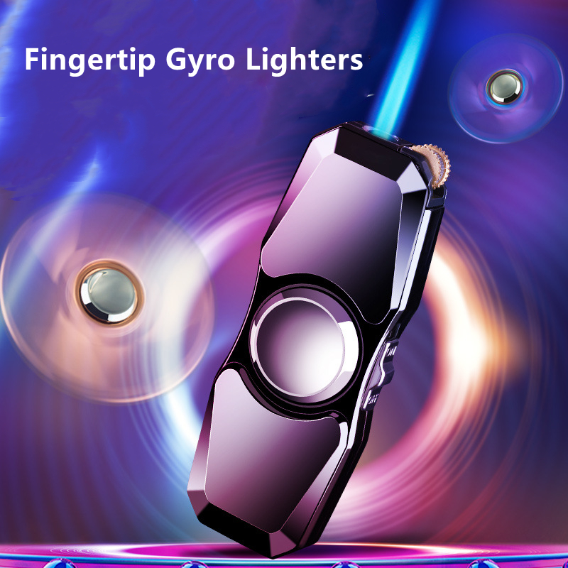 

Creative Windproof Fingertip Gyro Jet Lighter Metal Butane Gas Torch Cigarette Lighter Grinding Wheel Cigar Flint Lighter Gadget Gift