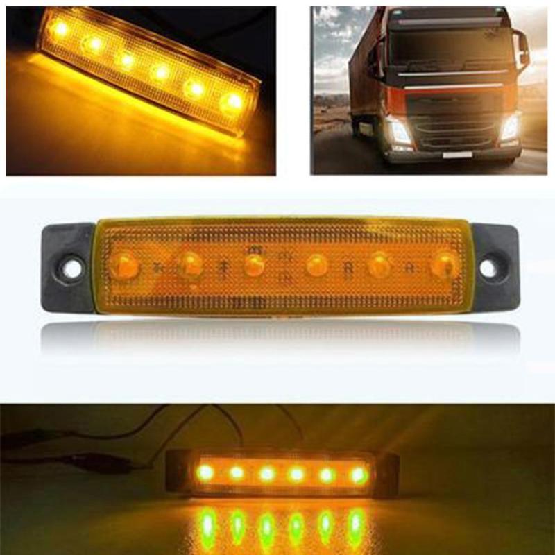 

Strips 6 LED Light 12V 24V White Red Orange Truck Trailer Pickup Side Marker Indicator Lamps Caravan Tractor Kart