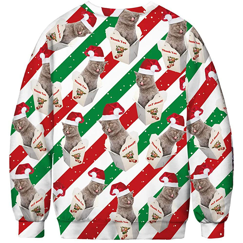 

Men's Christmas 3D Long Sleeve Sleeveless Sweater Print Animal Christmas Hat Pattern Clothing, White;black