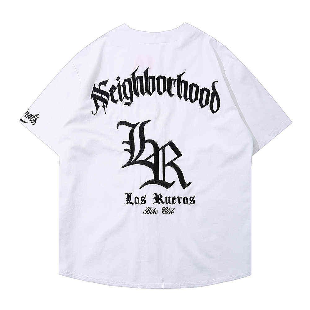 

Letters Embroidery Baseball Shirt Men Hip Hop Shirts Streetwear Men's Shirt Outwear Clothing 210603, Black