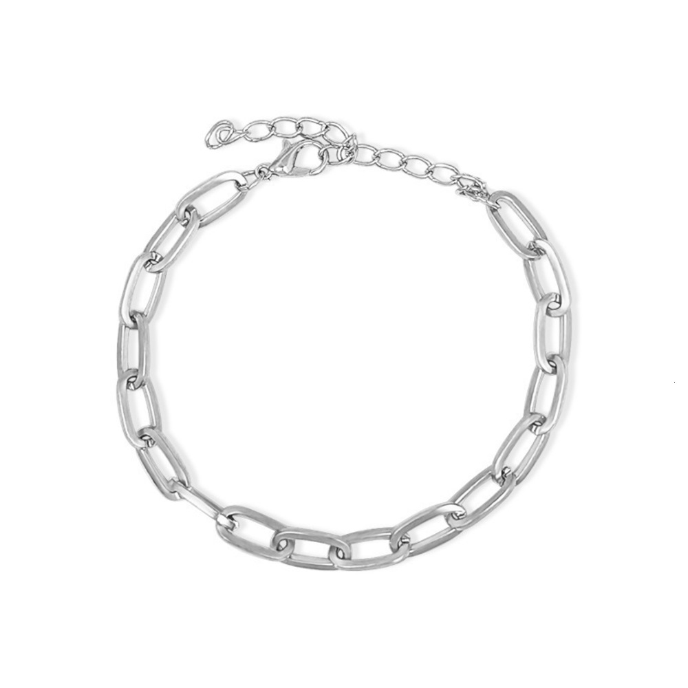 Simple thick chain bracelet cold wind rectangular hip hop Bracelet-image-693660356