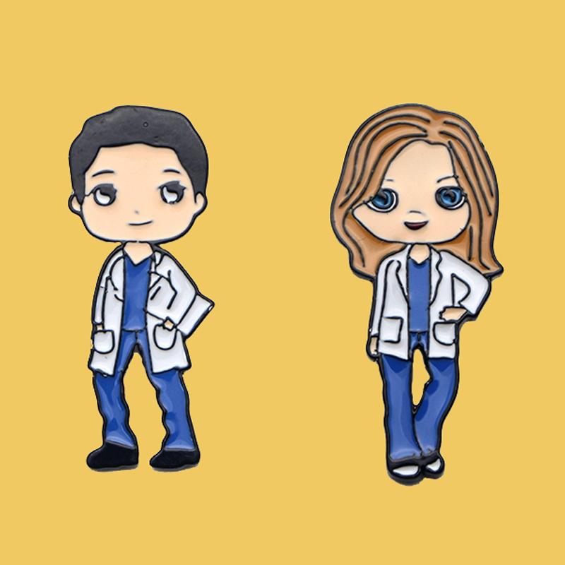 

Pins, Brooches O294 Wholesale 10pcs/lot Grey's Anatomy TV Show Amazing Art Enamel Pin Brooch Creative Cartoon Denim Coat Jewelry Gift, Gray