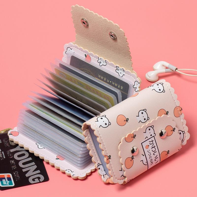 

Card Holders Holder Women's Wallet ID Credit Business Credential Cardholder Travel Cute Cartoon Multiple Slots Cover Durable PU, 26 slots - pink