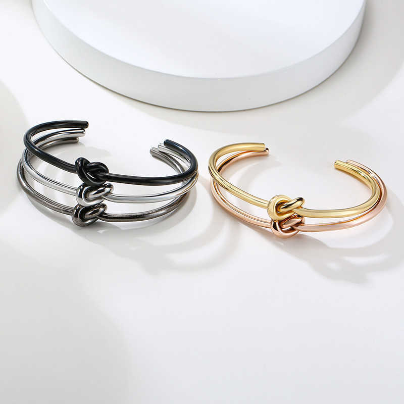 

Modyle Trendy Round Circular Open Knot Cuff Bangle Bracelets for Women Elegant Gold Color Jewelry Noeud Armband Pulseiras Q0719