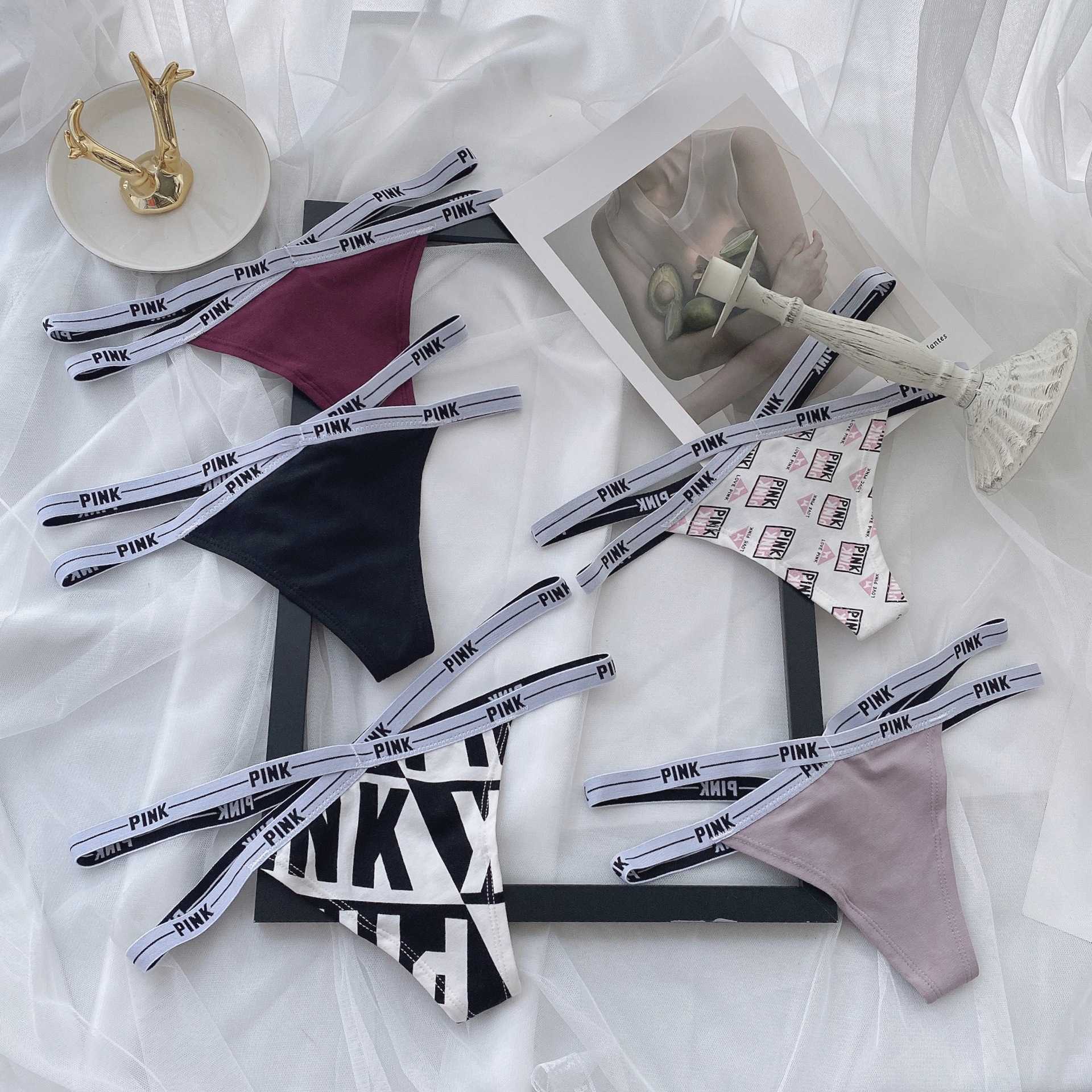 

Sexy Briefs Panties Special Qing Goods Weimi Summer Bandage Sports Style Letter Thong Women's Cotton Fitness Low Waist, Black;white