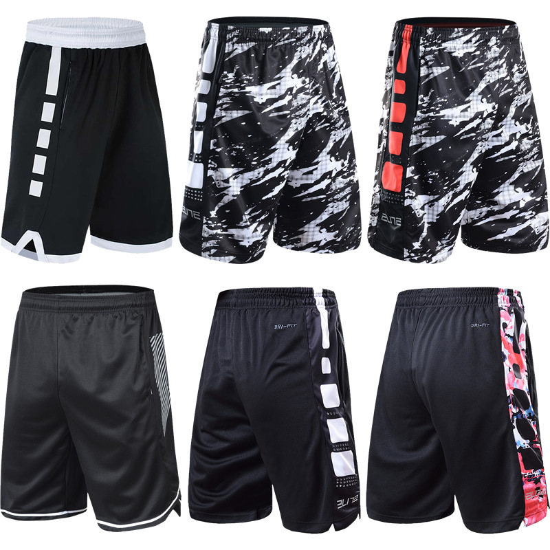 

Elite Basketball Pants Men's Over Knee Capris Loose Quick Dry Running Fitness Sports Shorts, White;black