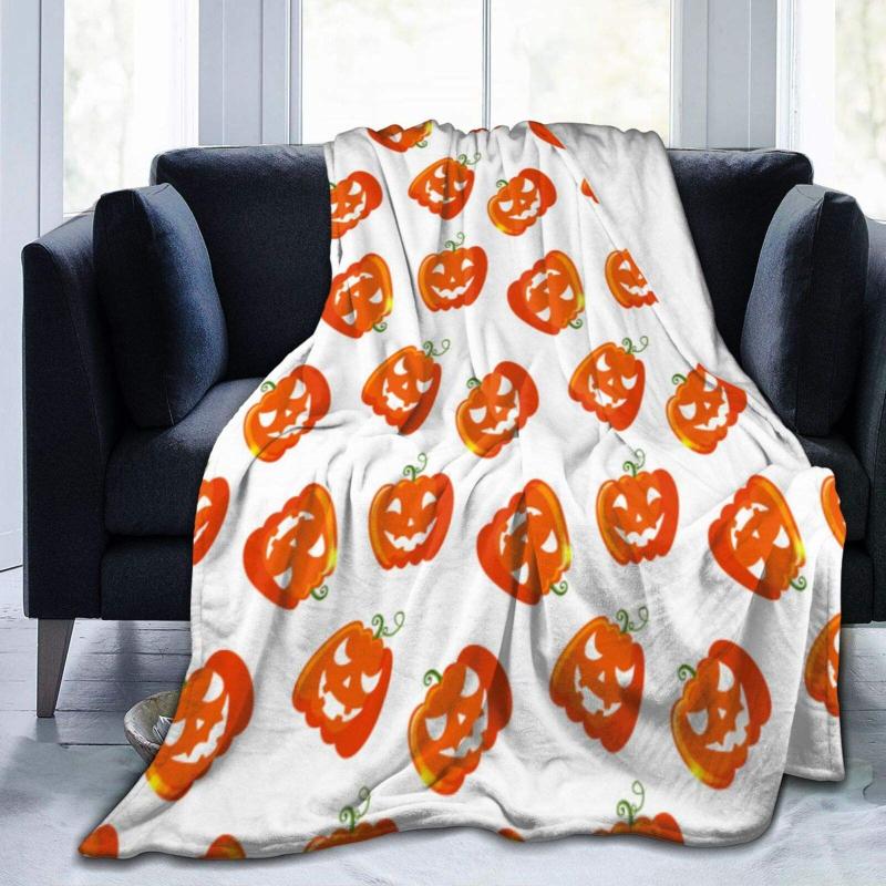 

Flannel Fleece Throw Blanket Halloween Seamless Pattern With Pumpkins Soft Warm Fuzzy Lightweight Couch Sofa Bed For Adult Kids Blankets
